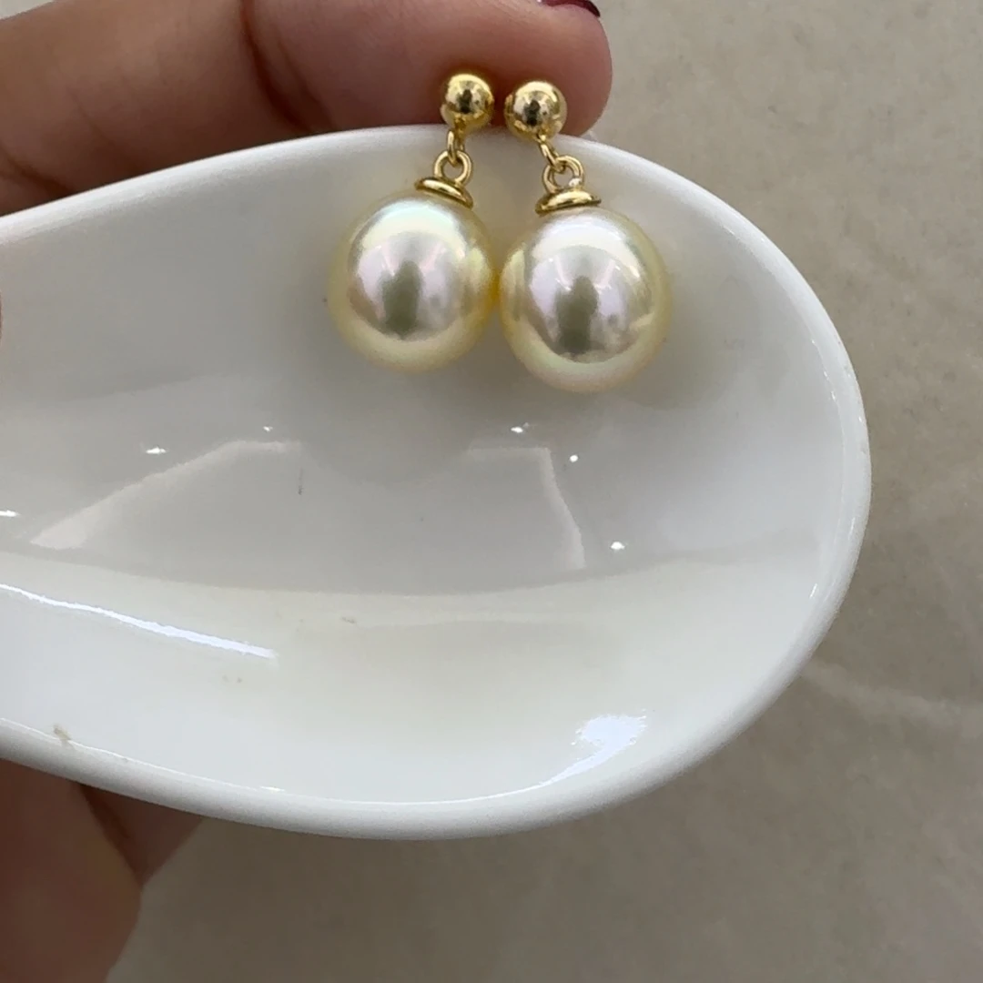 海水珍珠耳饰银S925镶嵌