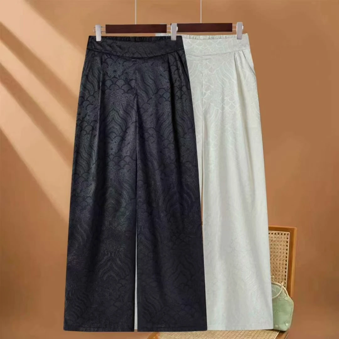 龙麟花型中国风休闲裤时尚阔腿裤气质设计师