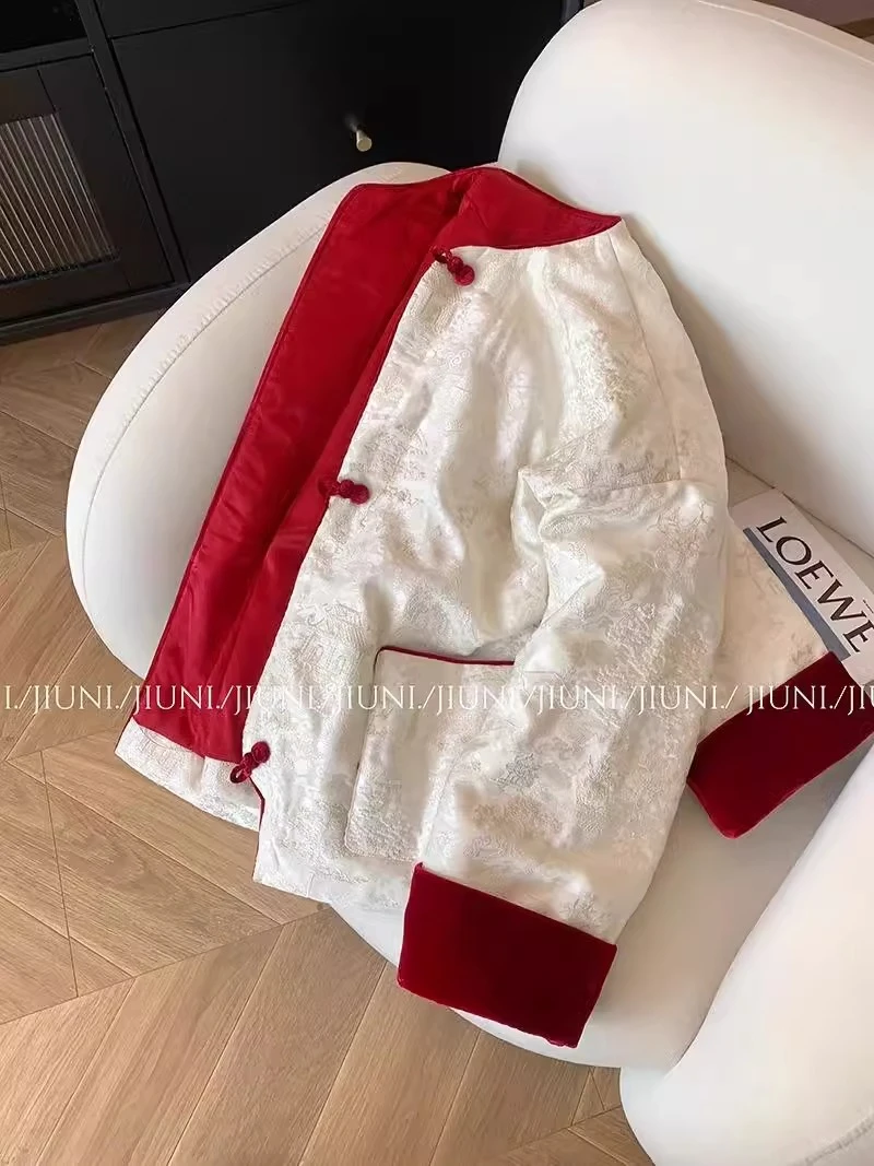 新中式提花刺绣棉服外套女2025冬季新款高级气质好看减龄保暖棉衣