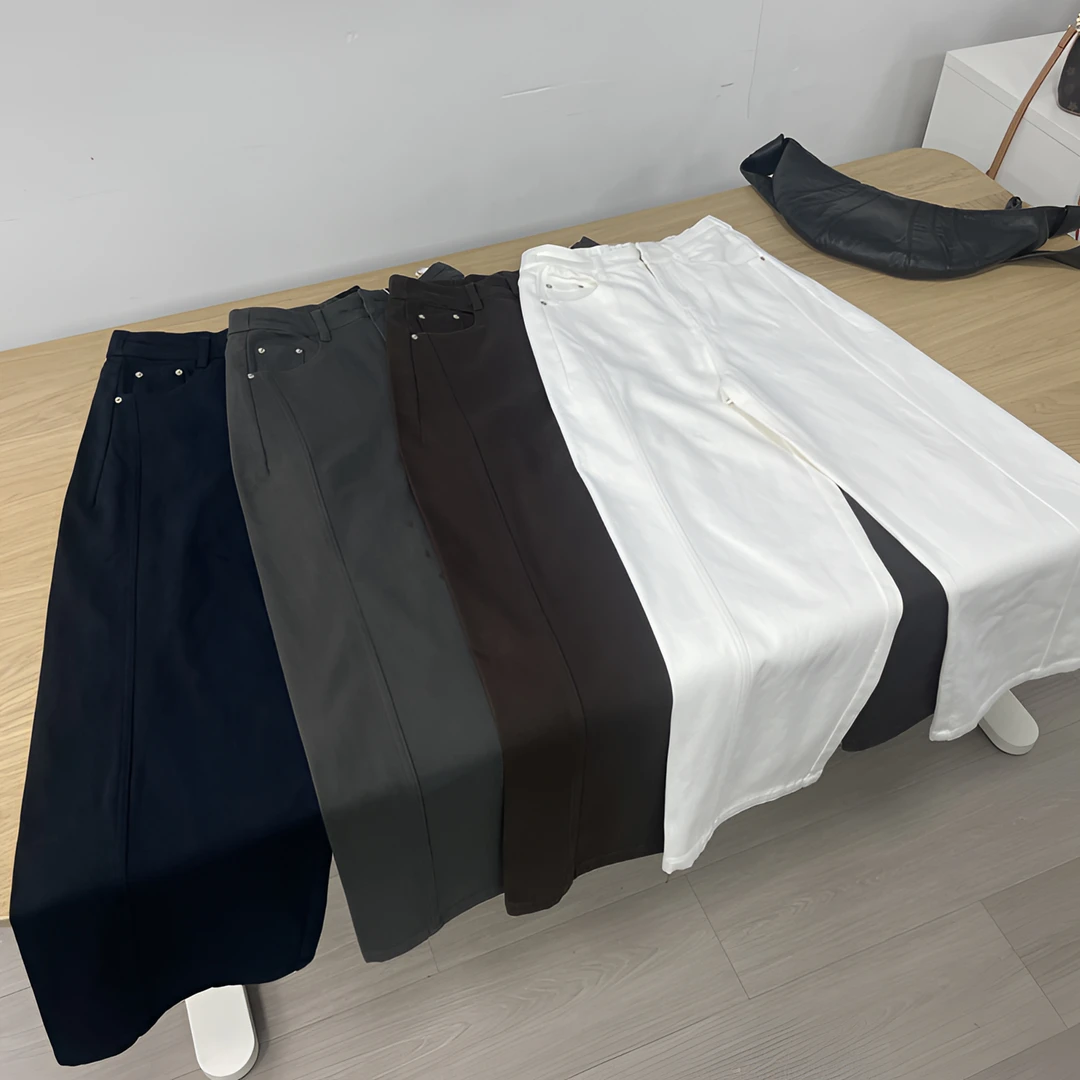 美拉德咖色加薄绒牛仔裤女2025秋冬小个子香蕉阔腿直筒弯刀  8368