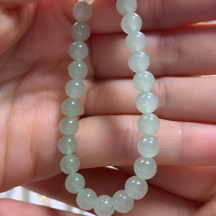 和田玉未镶嵌颈饰卡六珠单圈手串