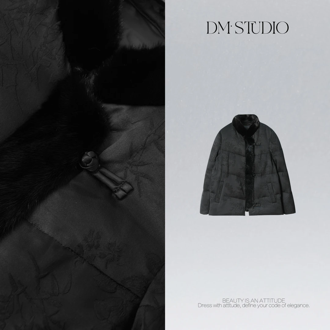 DEDM•STUDIOM/新中式千金感水貂毛边提花90白鹅绒服2506YRF/89336