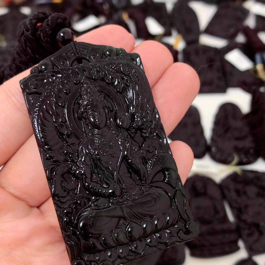 天然缅甸a货钢琴黑挂件