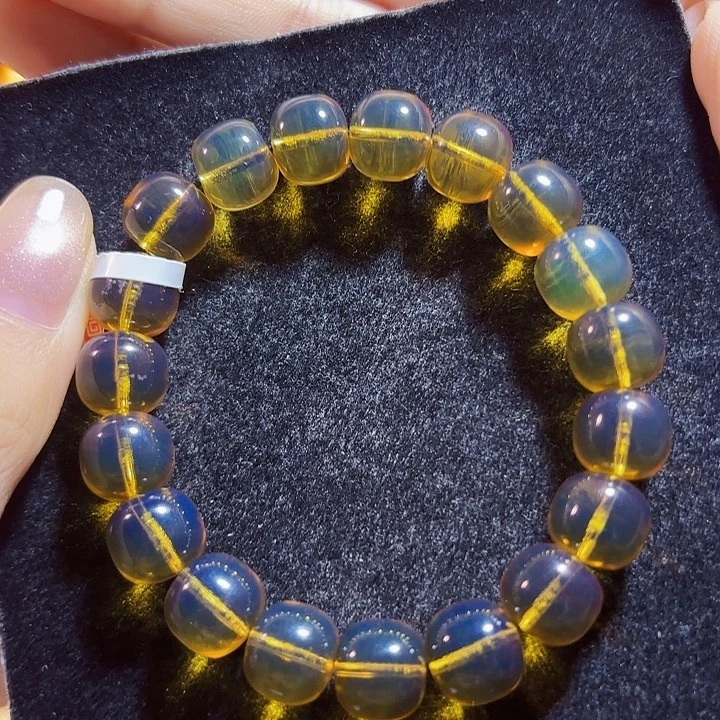 蓝珀未镶嵌珠宝奇石墨西哥蓝珀老型手串10