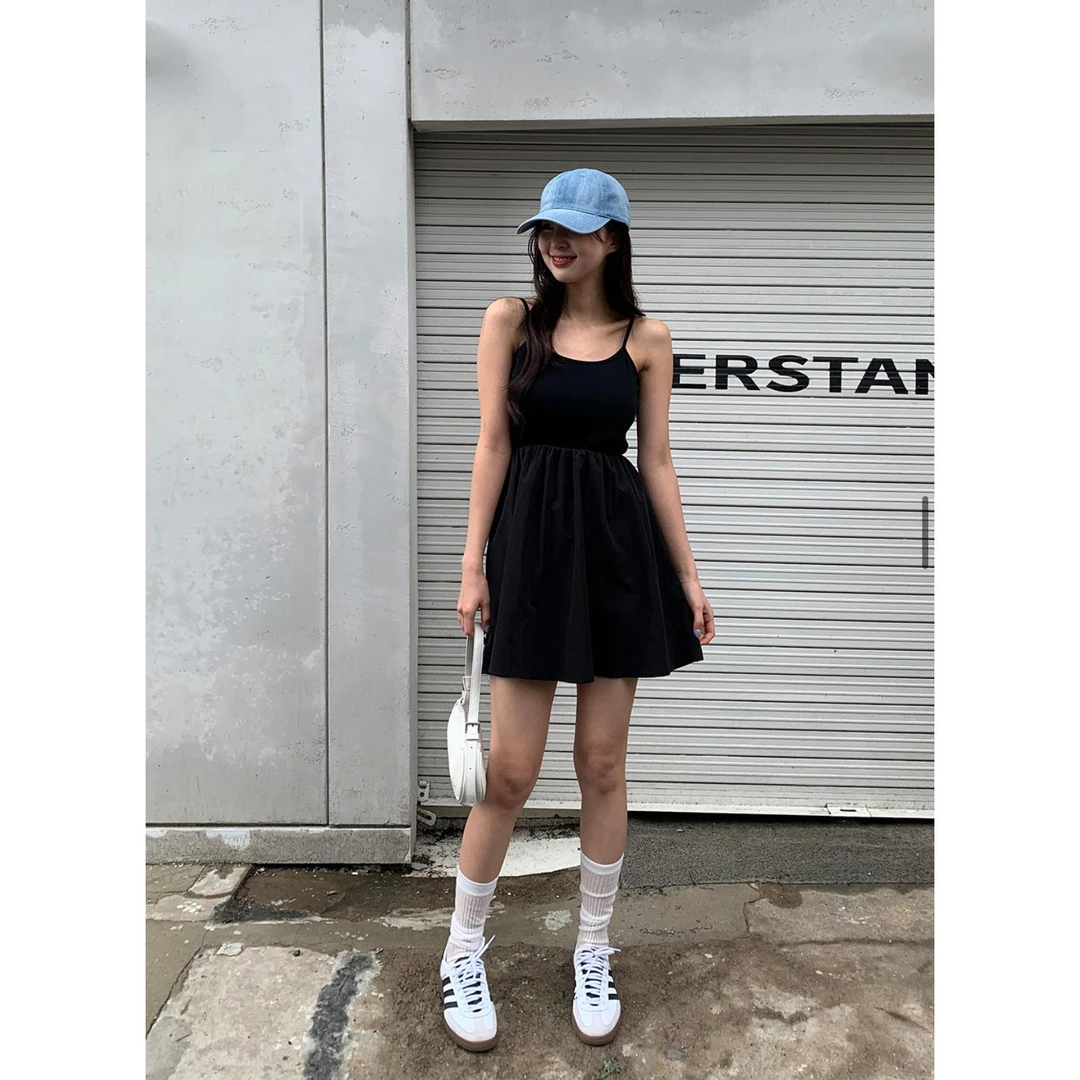 宽松显瘦白色百搭法式收腰内搭吊带背心裙女清新韩国订单