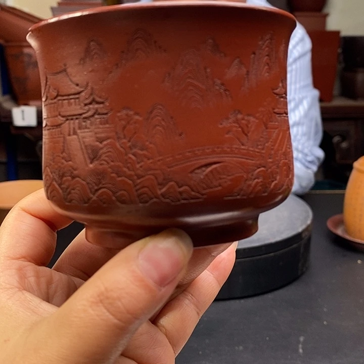 紫砂花盆货号一只楼阁