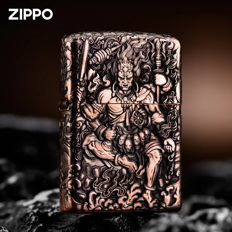 ZIPPO/之宝打火机正版紫铜套壳三维深雕不动明王送礼收藏男士DYJ1