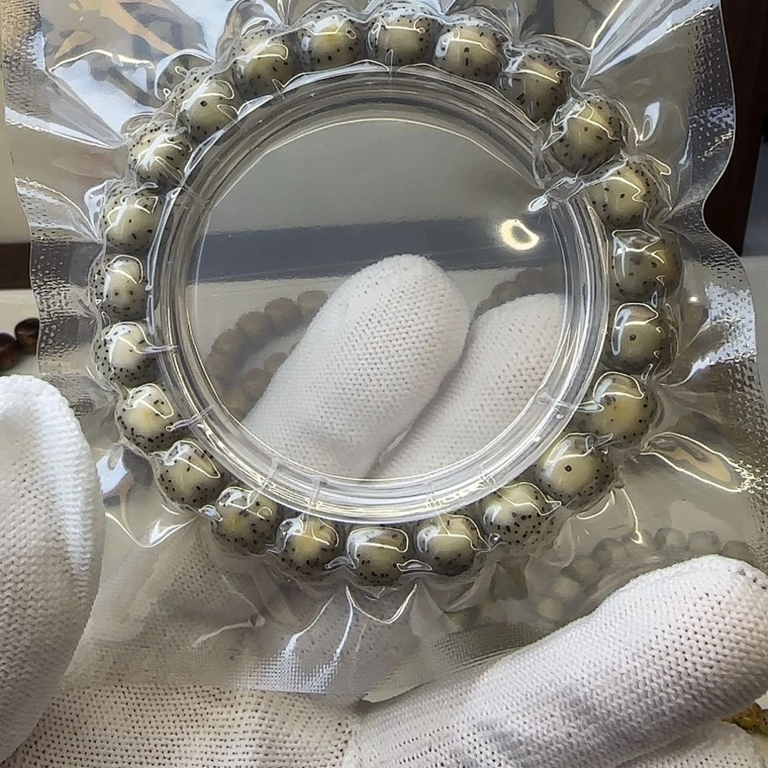 星月菩提手串卡10.5灰冰双留白