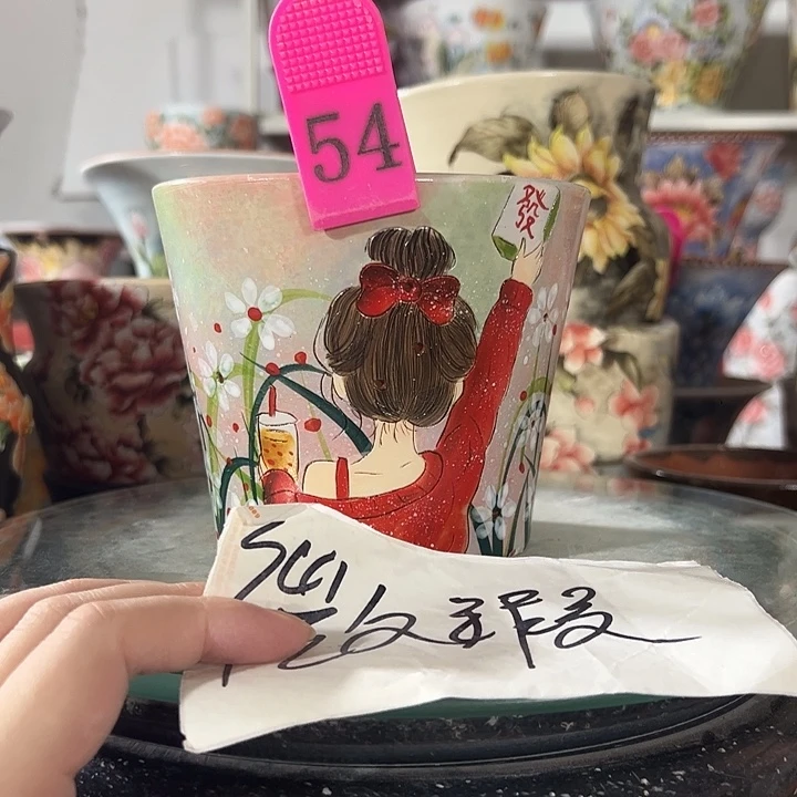 景德镇幸运花盆手绘韩式花盆