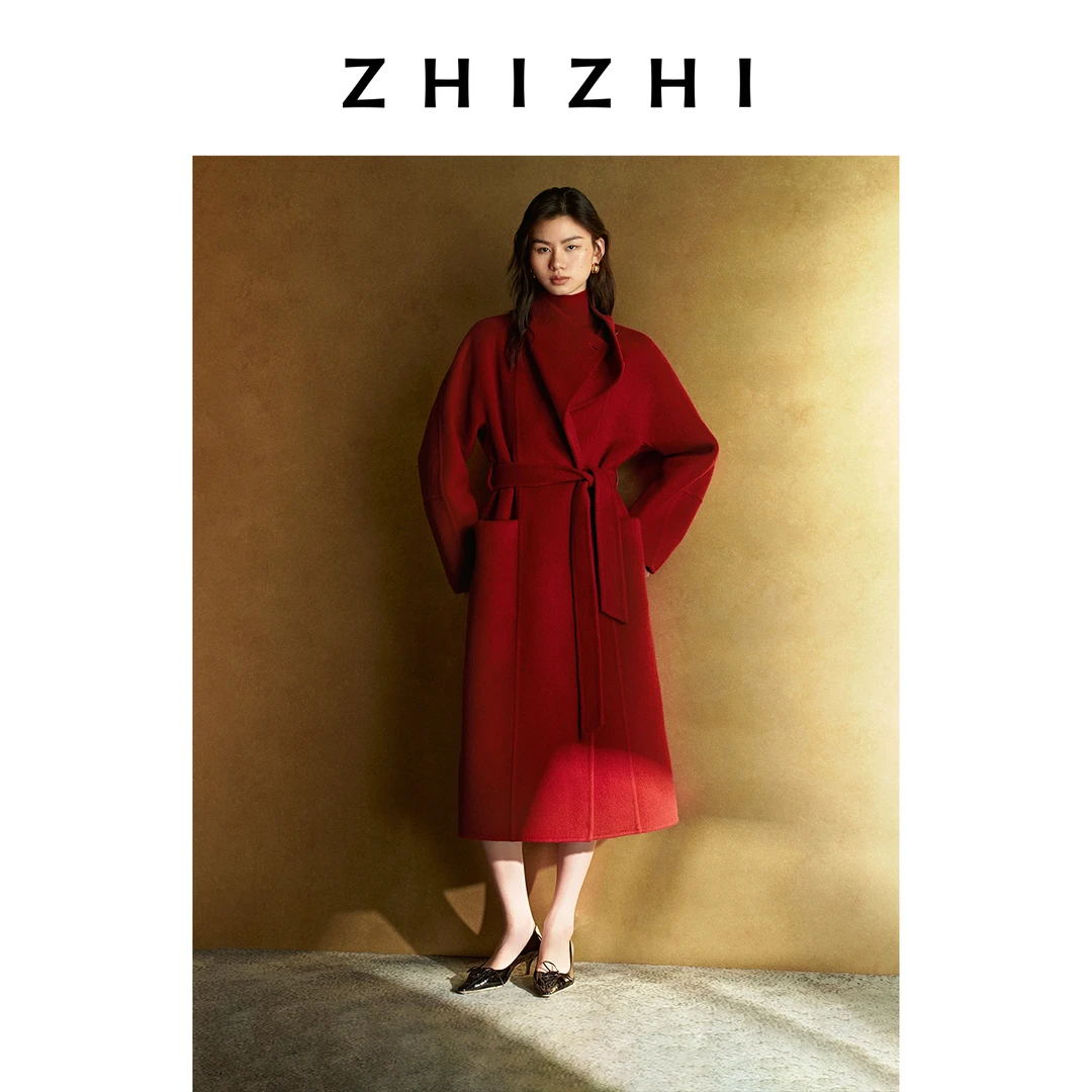 【悠然系列】致知 石湖仙 丝牦牛绒长款毛呢大衣外套女ZZ2EWWWT008