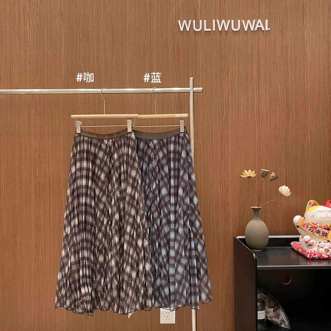 鑫燃KIKI 休闲百搭复古格子裙 5292 WU