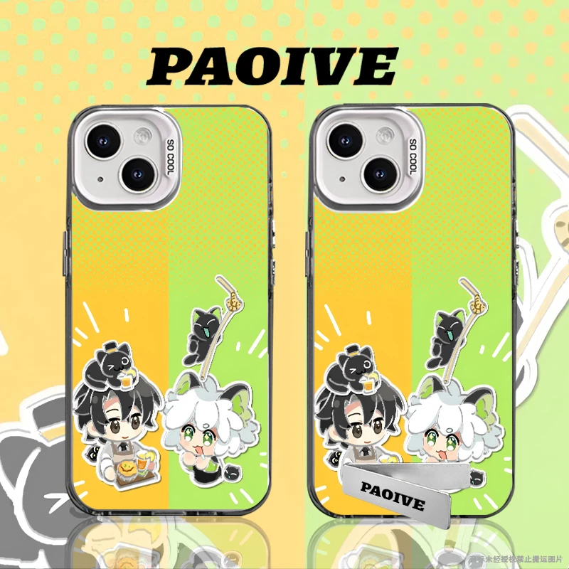 罗小黑适用苹果华为vivoiPhone小米三星防摔彩银手机壳