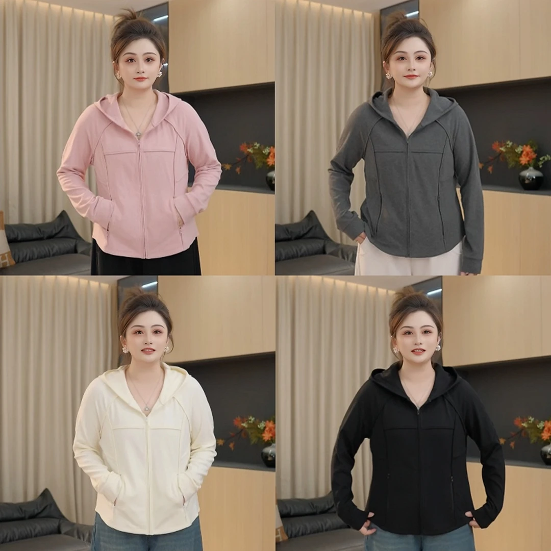 【胖佳佳】现货~LU系鱼骨 休闲连帽外套秋季时尚显瘦上衣H625T14103