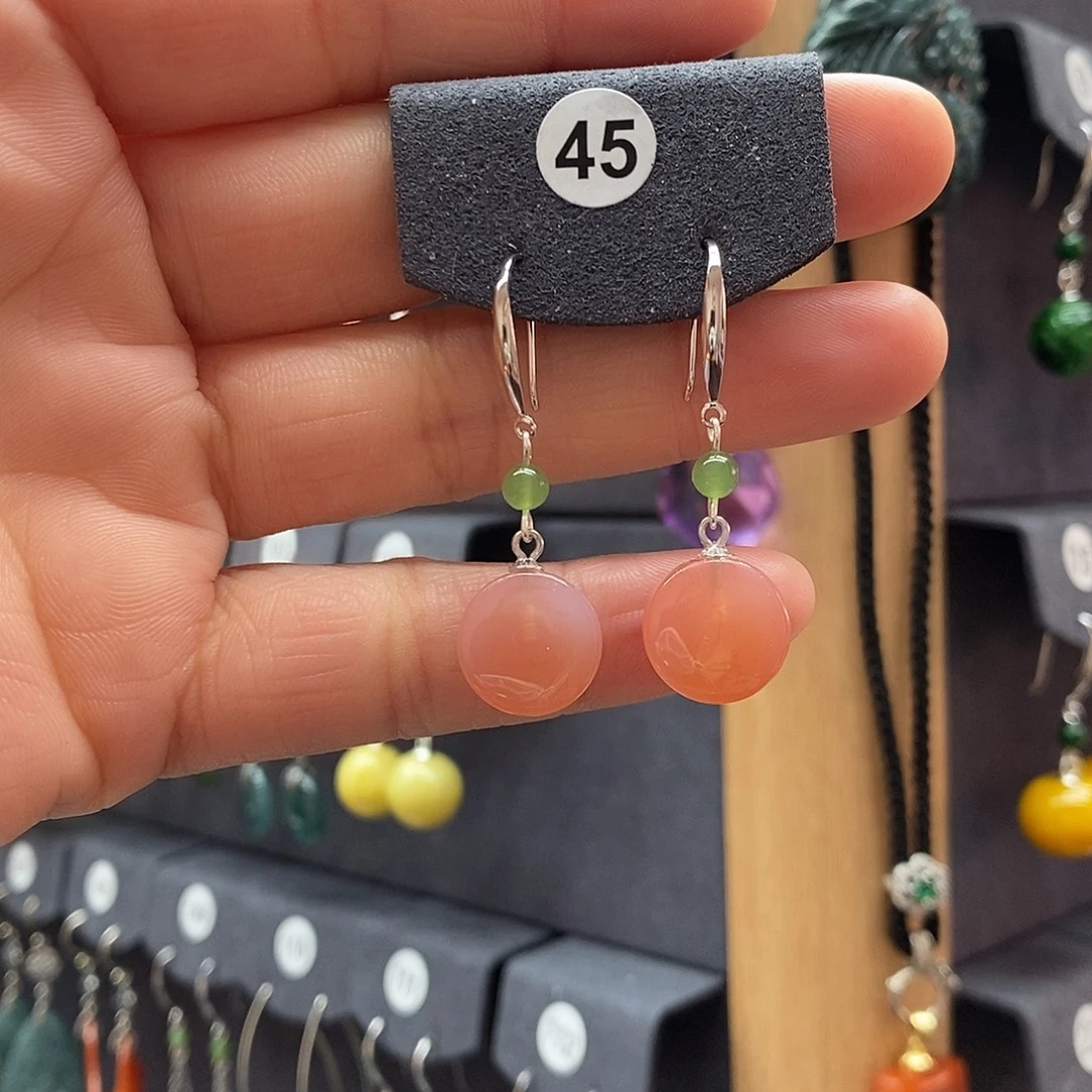 暖***～玛瑙/玉髓银S925镶嵌耳坠