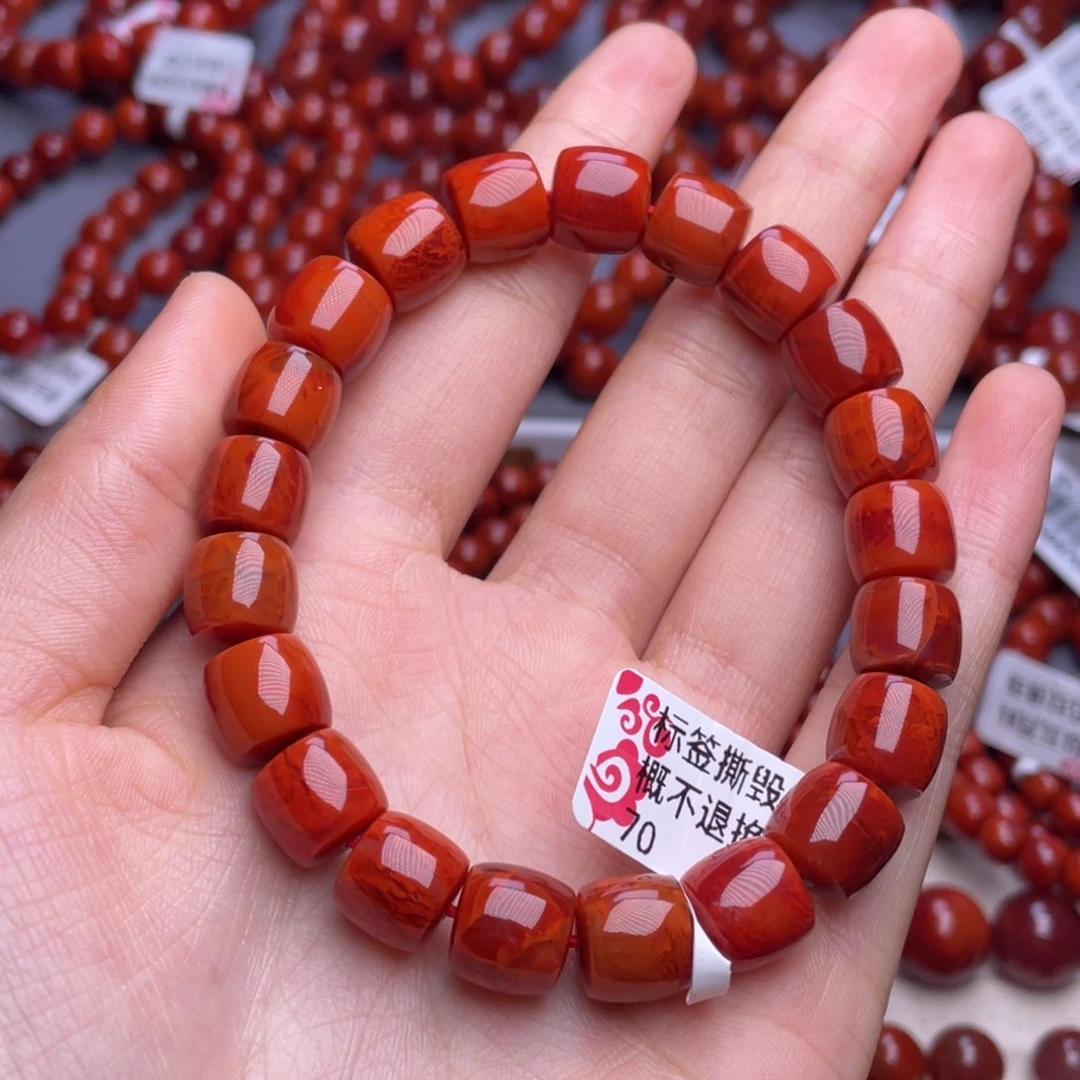 壹***三南红玛瑙未镶嵌其他10mm高品瓦西火焰纹满肉直切手串