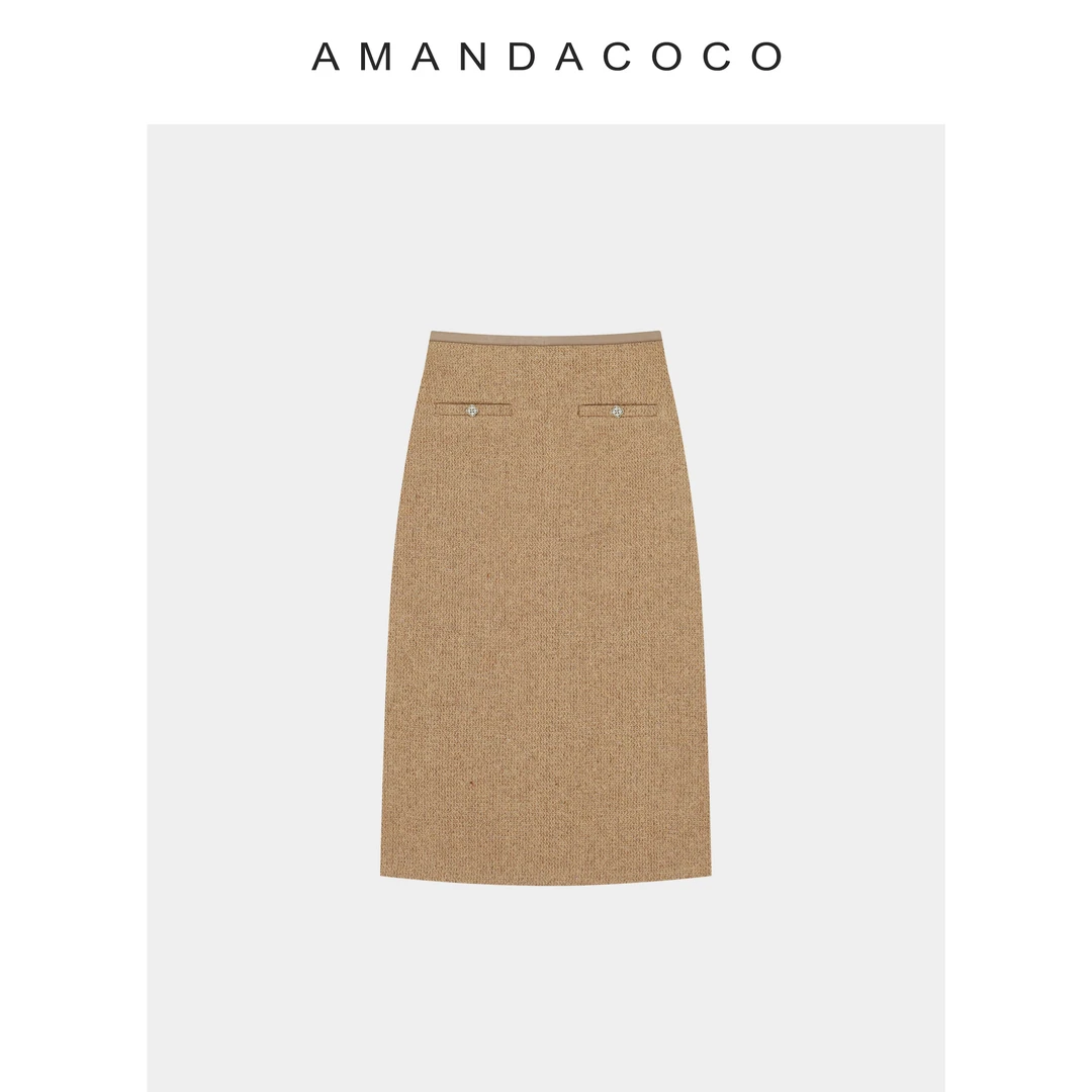 法式气质～25秋冬轻奢高级感亮丝轻熟风显瘦毛呢半裙