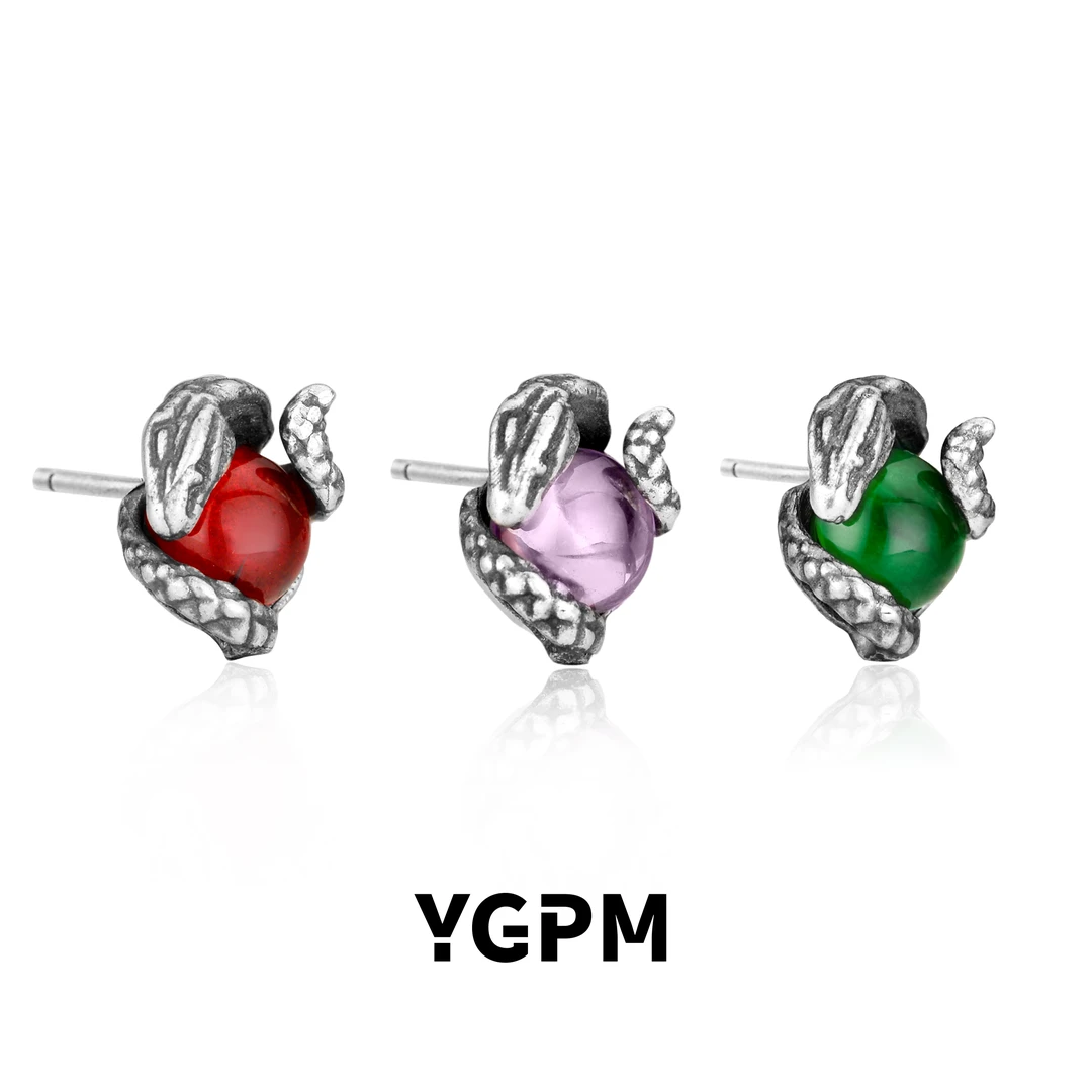 925银耳饰 YGPM原创暗黑小蛇耳钉女纯银设计感学生酷帅