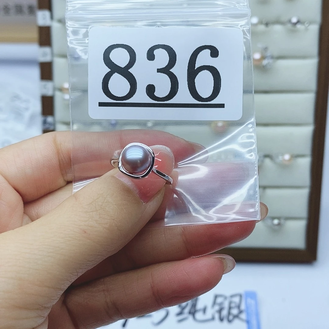 淡水珍珠戒指银S925镶嵌云*836