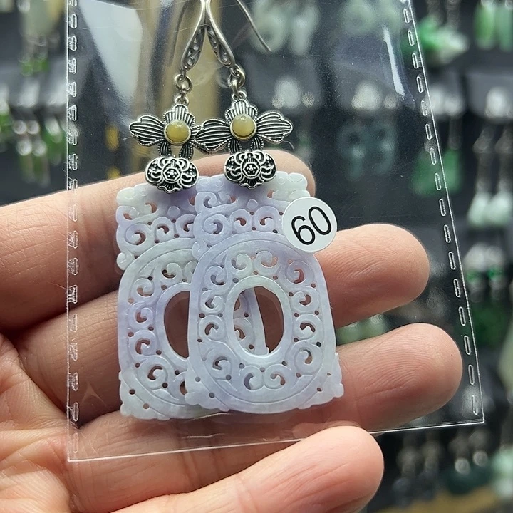 翡翠耳饰银S925镶嵌含****）