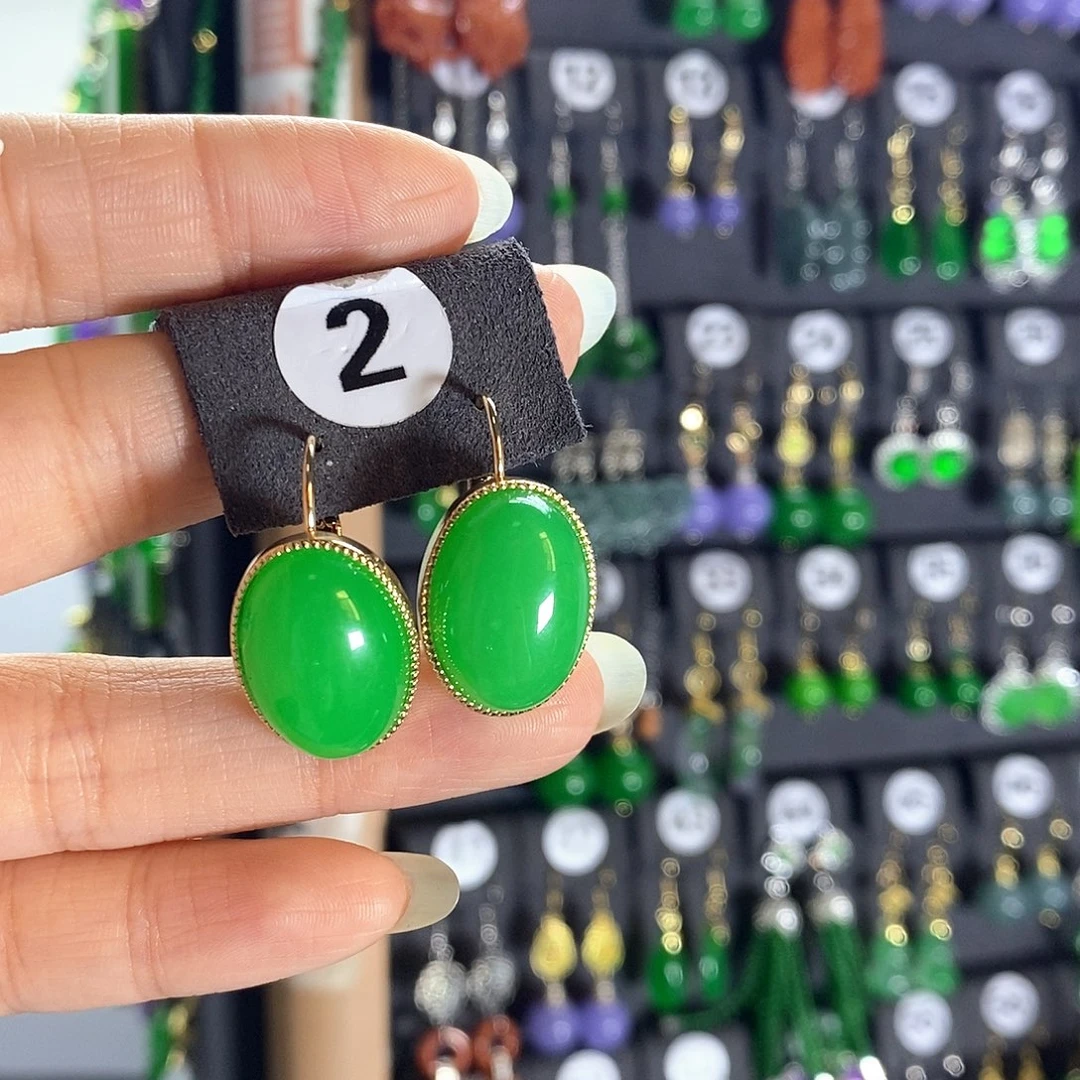 翡翠银S925镶嵌耳饰2