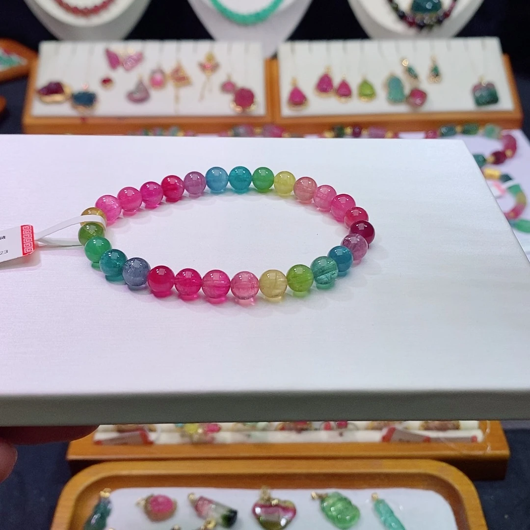 碧玺碧玺m未镶嵌彩虹手链