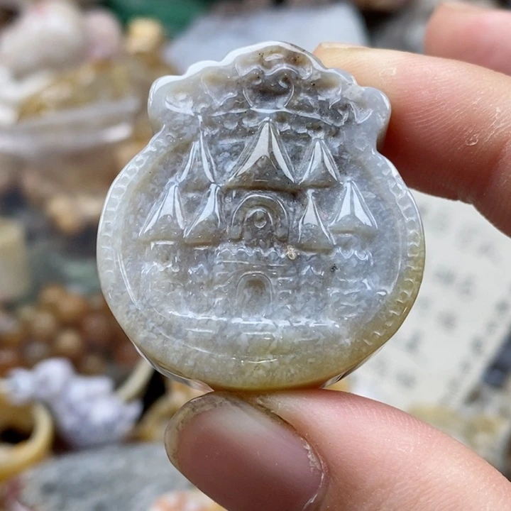 硅化珊瑚（珊瑚玉）未镶嵌颈饰小吊坠
