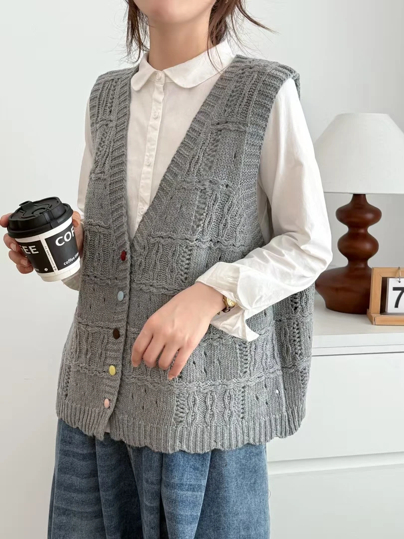 春秋波浪复古文艺外穿秋冬刺绣休闲女马夹马甲宽松镂空无袖