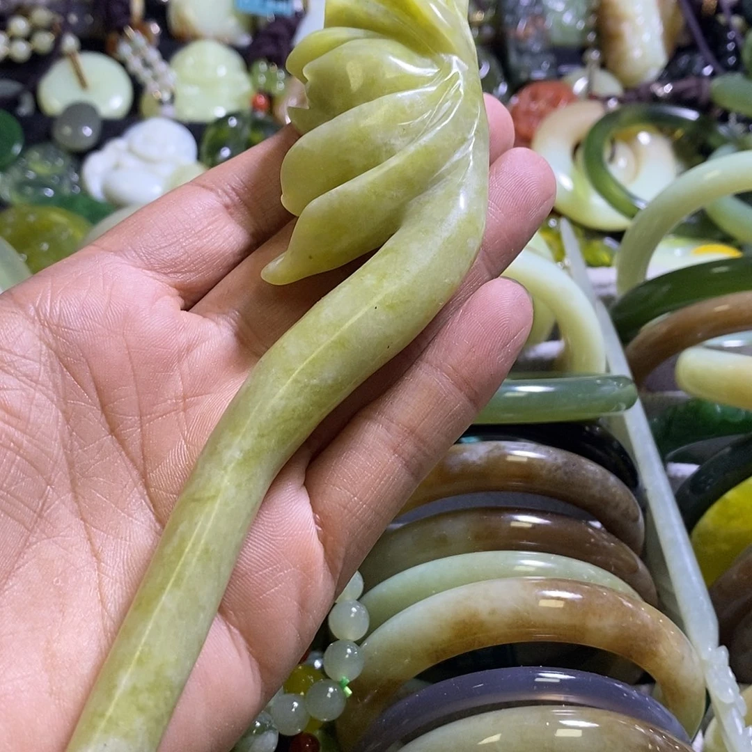 岫玉未镶嵌发饰发簪