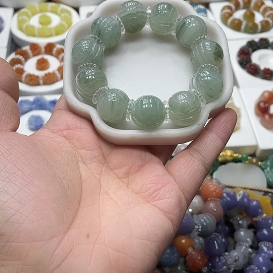 石英质玉（非洲翠）合金手串