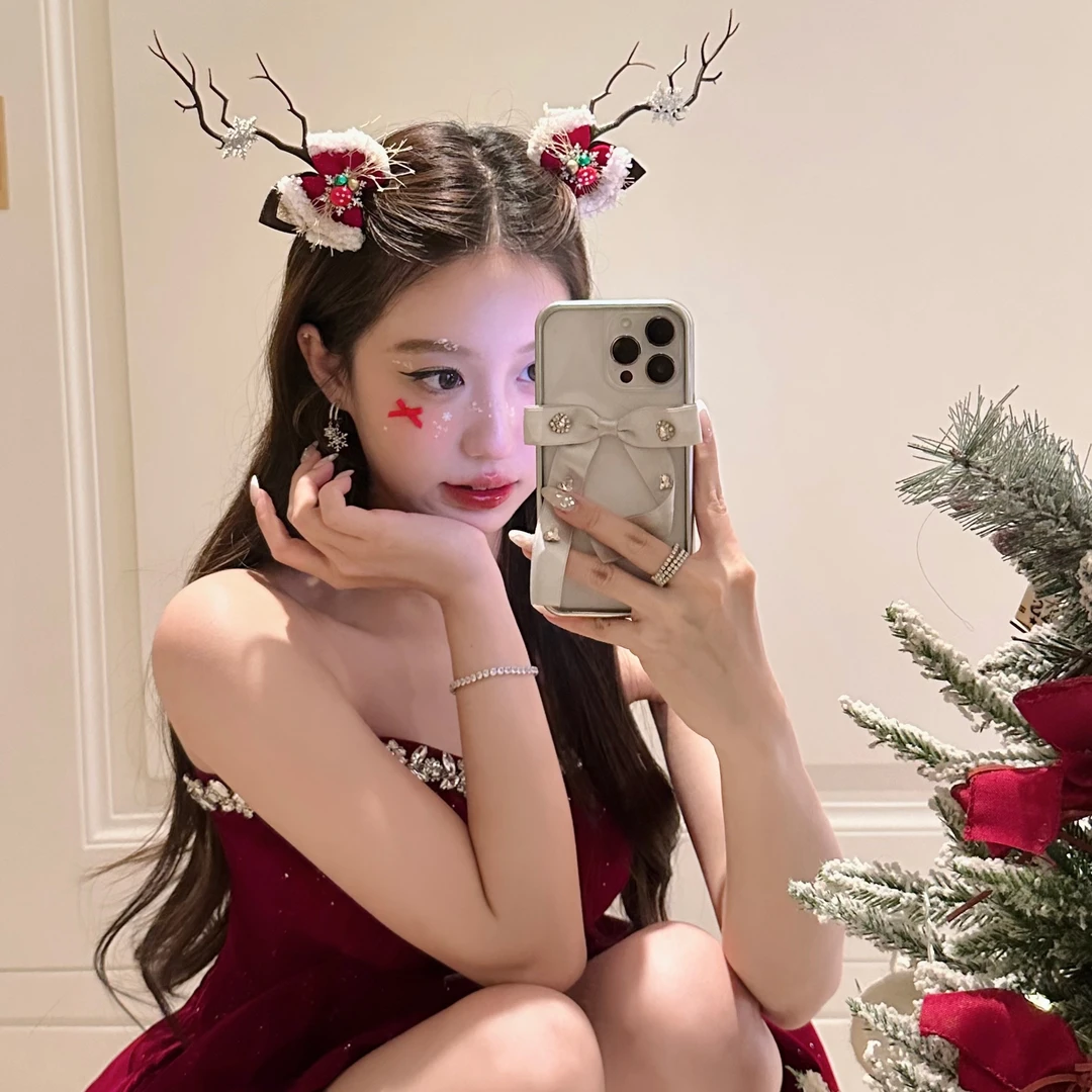 雪夜祈愿 圣诞节鹿角发夹新款cos穿搭装扮麋鹿发卡头饰百搭超仙女
