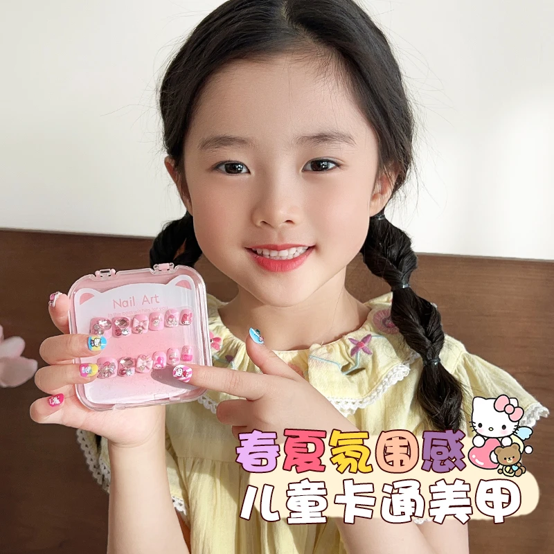 儿童卡通库洛米指甲贴宝宝穿戴甲贴纸小女孩新款可爱女童发饰