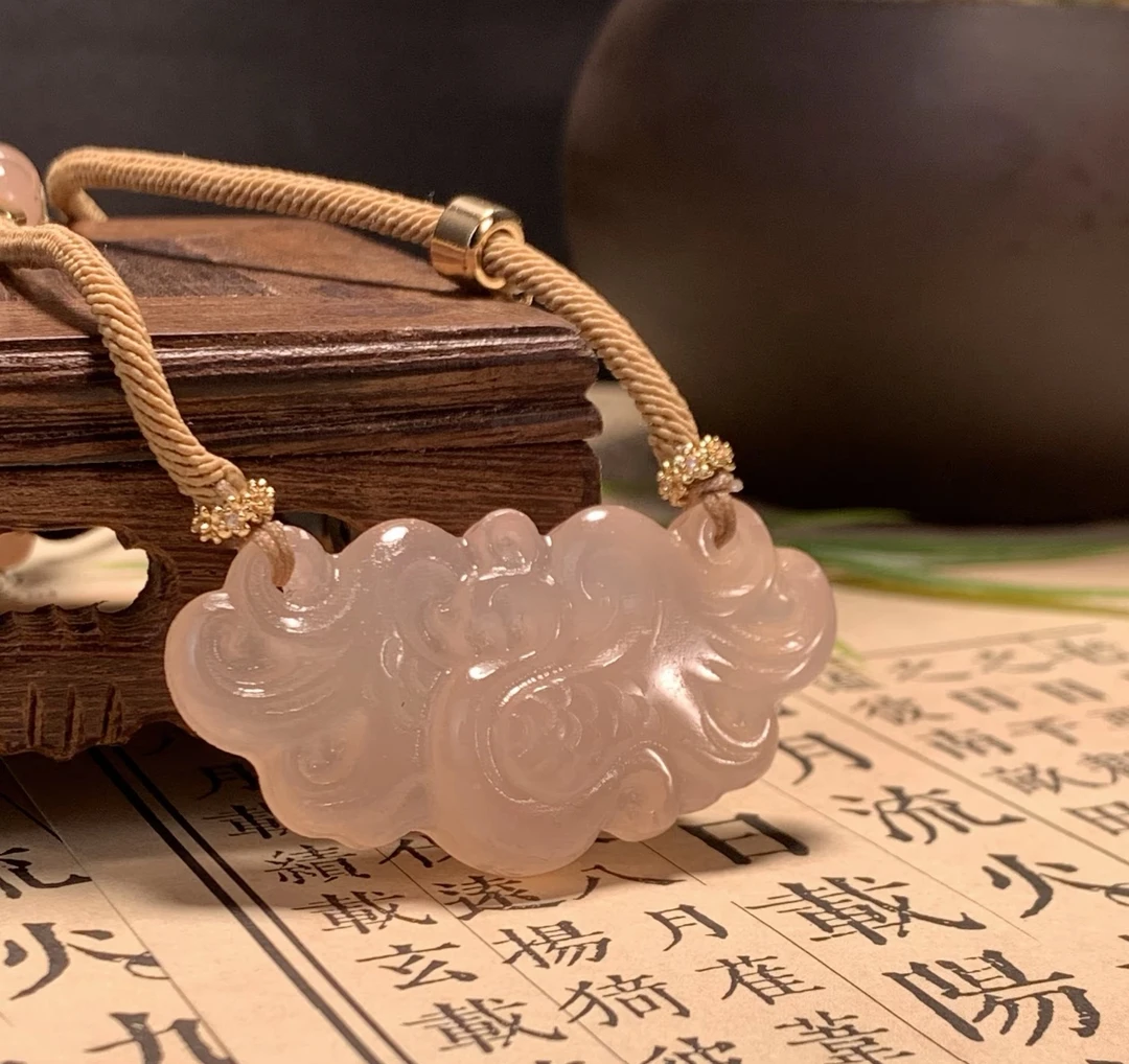 冰藕粉桃花粉有凤来仪原创设计文创创意毛衣链