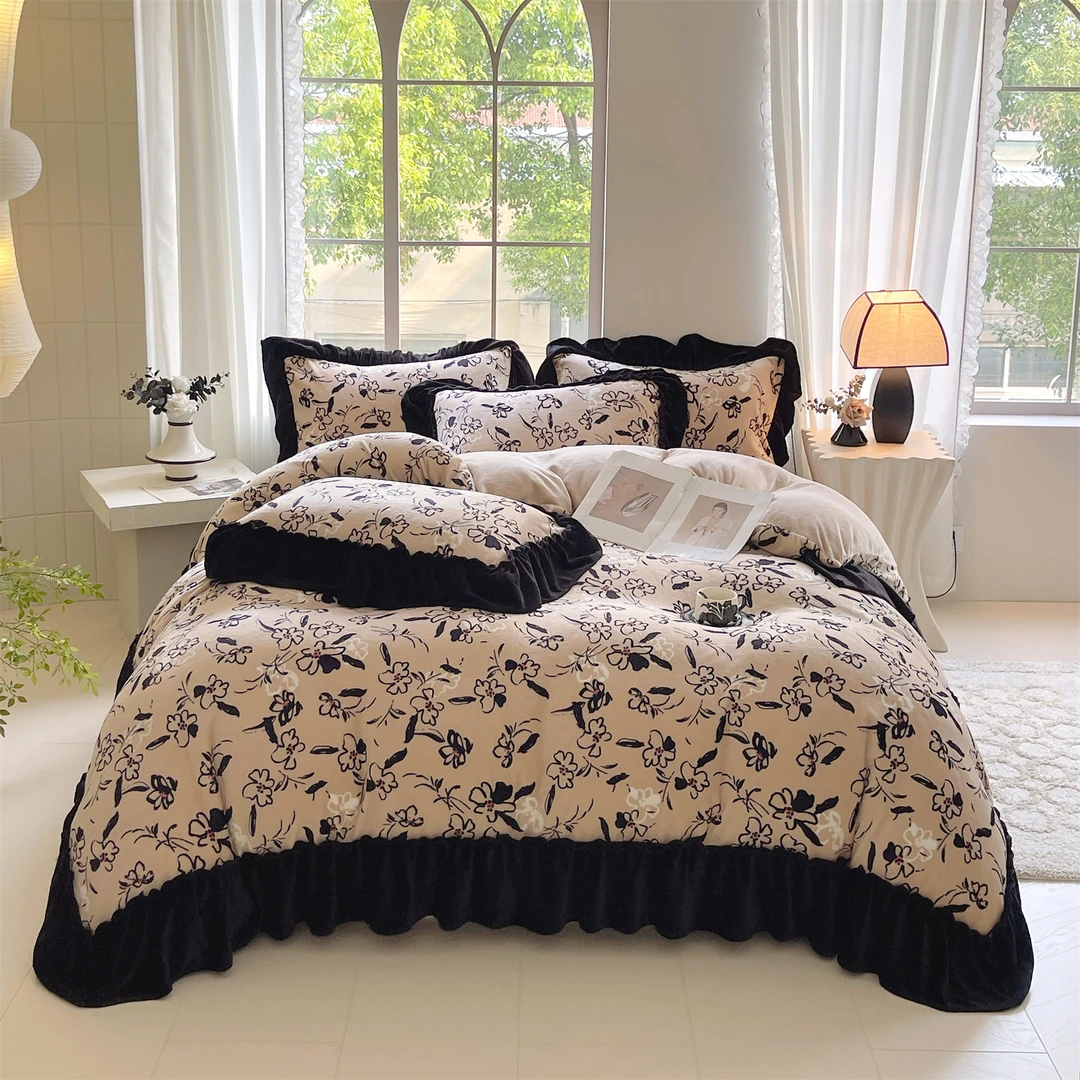 JN-冬季法式花边款温暖床笠四件套