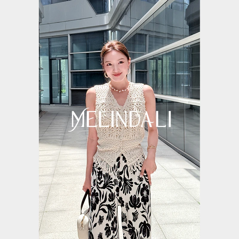 Melinda Li【藤蔓】私服精致云朵棉艺术镂空手钩钩织花边V领马夹