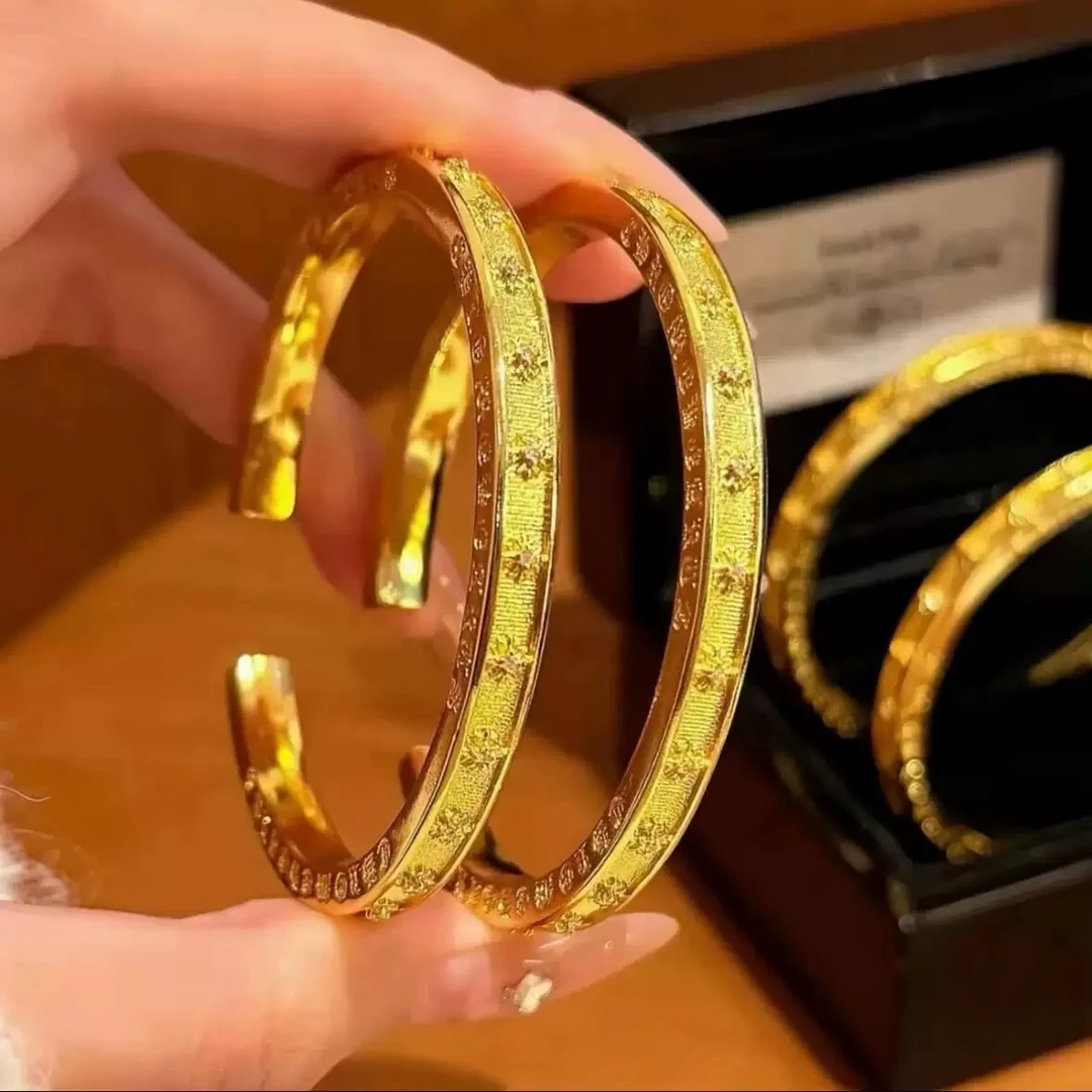 铜合金手镯 【点钻拉丝开口方镯】经典古法精美传承龙凤呈祥百搭镯