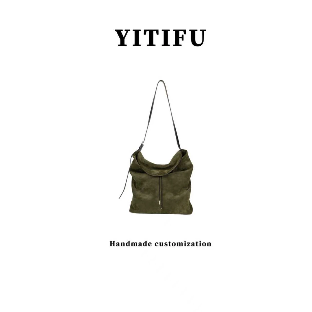 YITIFU【MJL--Belt bag】 磨砂胎牛绒  抽绳暗扣  四角线  休闲松弛