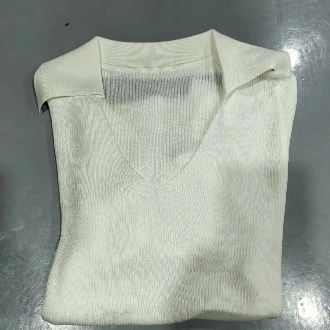 【南油玲姐】白色短袖毛针织衫MY039