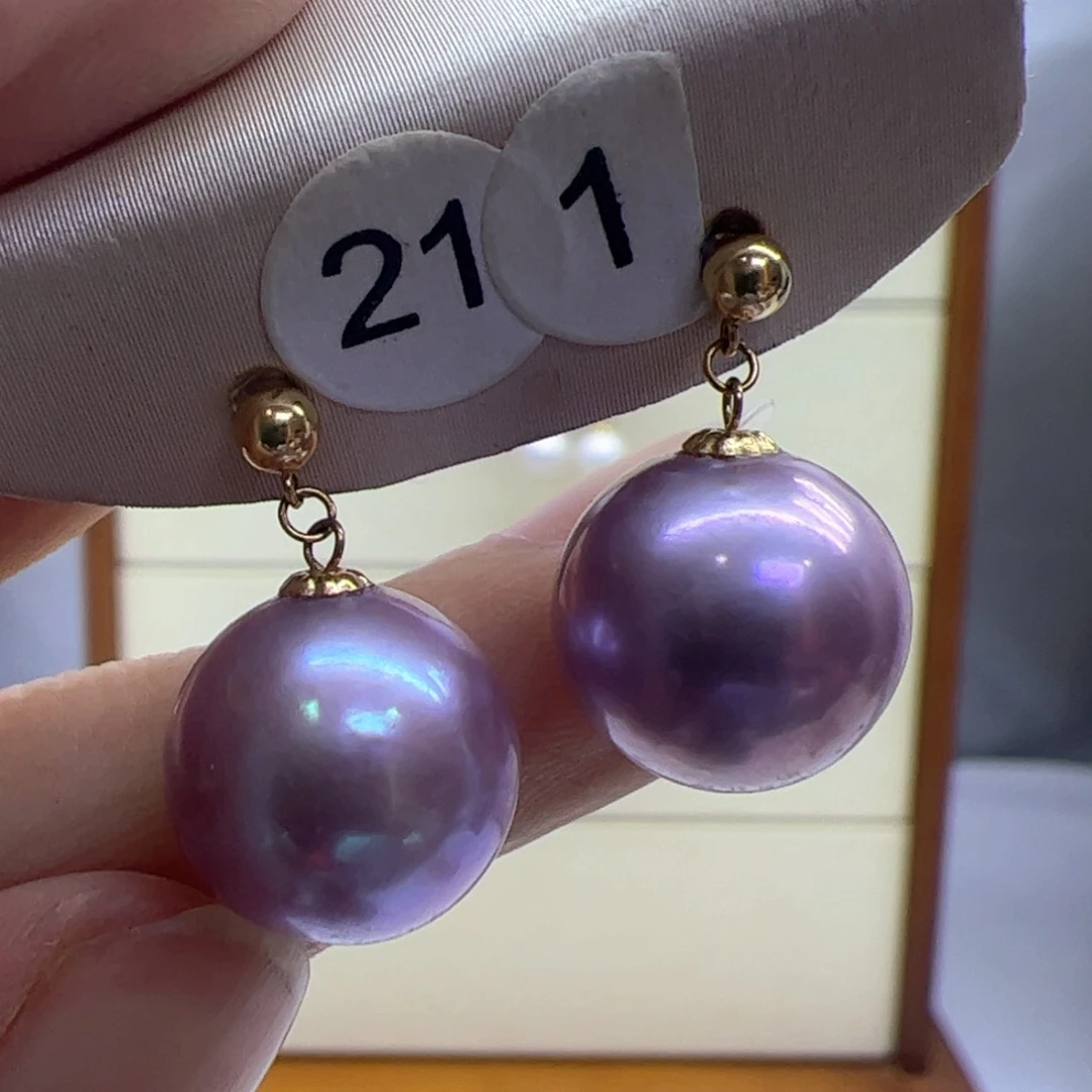 淡水珍珠耳饰18K金镶嵌