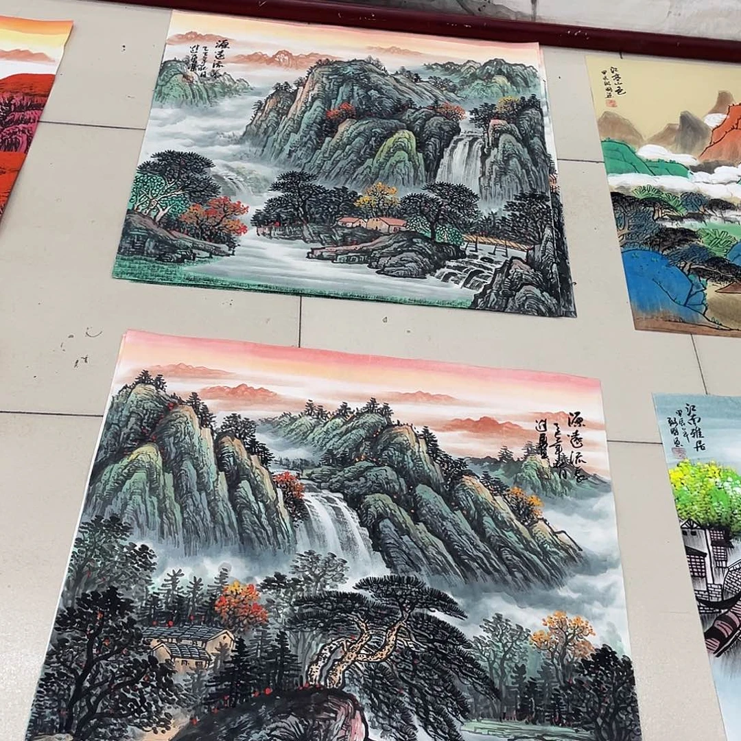 国画纯手绘的花鸟山水