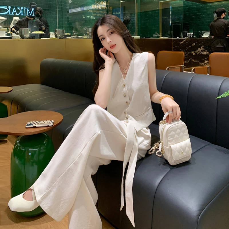 小香风时尚套装女夏季显瘦减龄气质高级感休闲马甲阔腿裤两件套