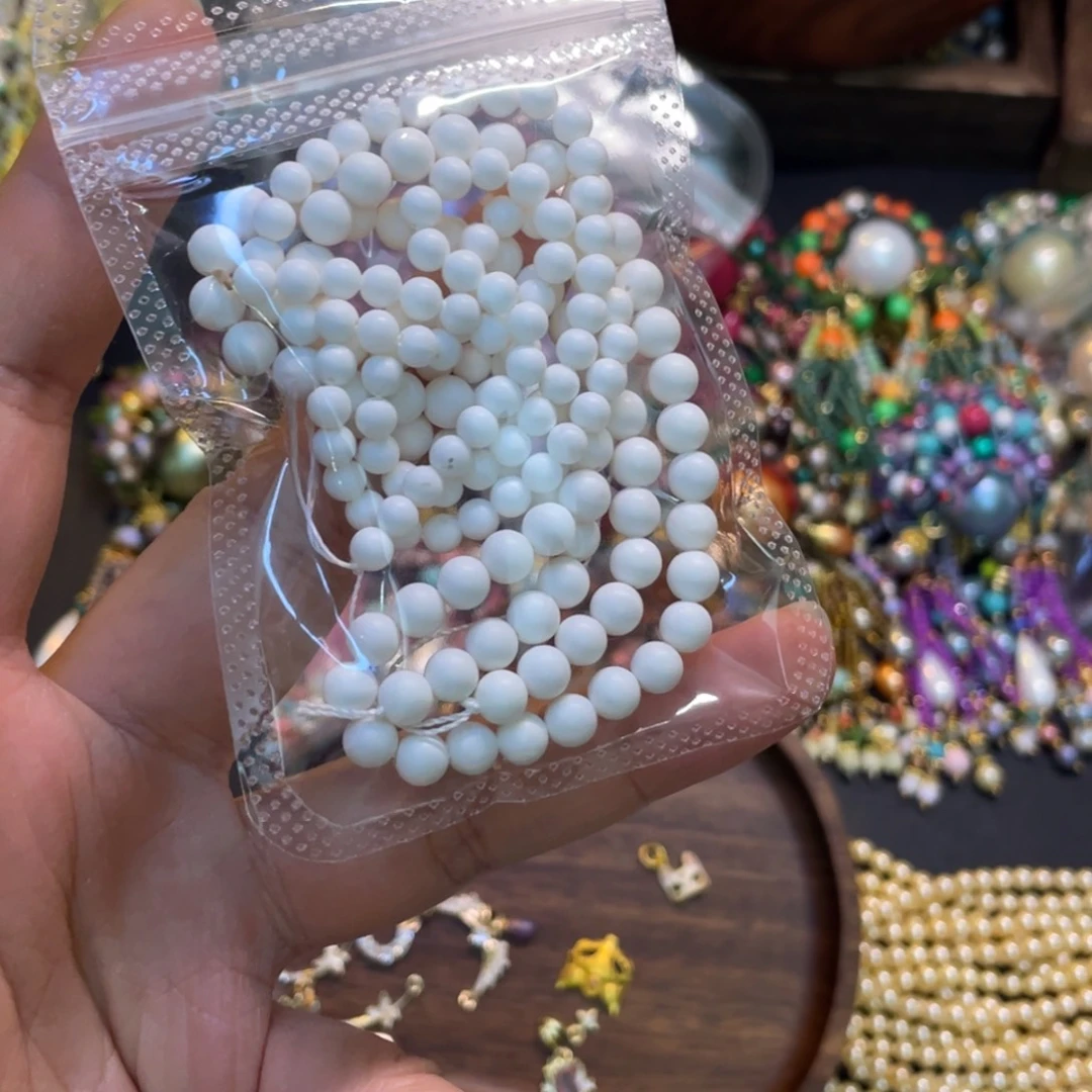 4mm6mm磨砂白 手工diy半成品散珠