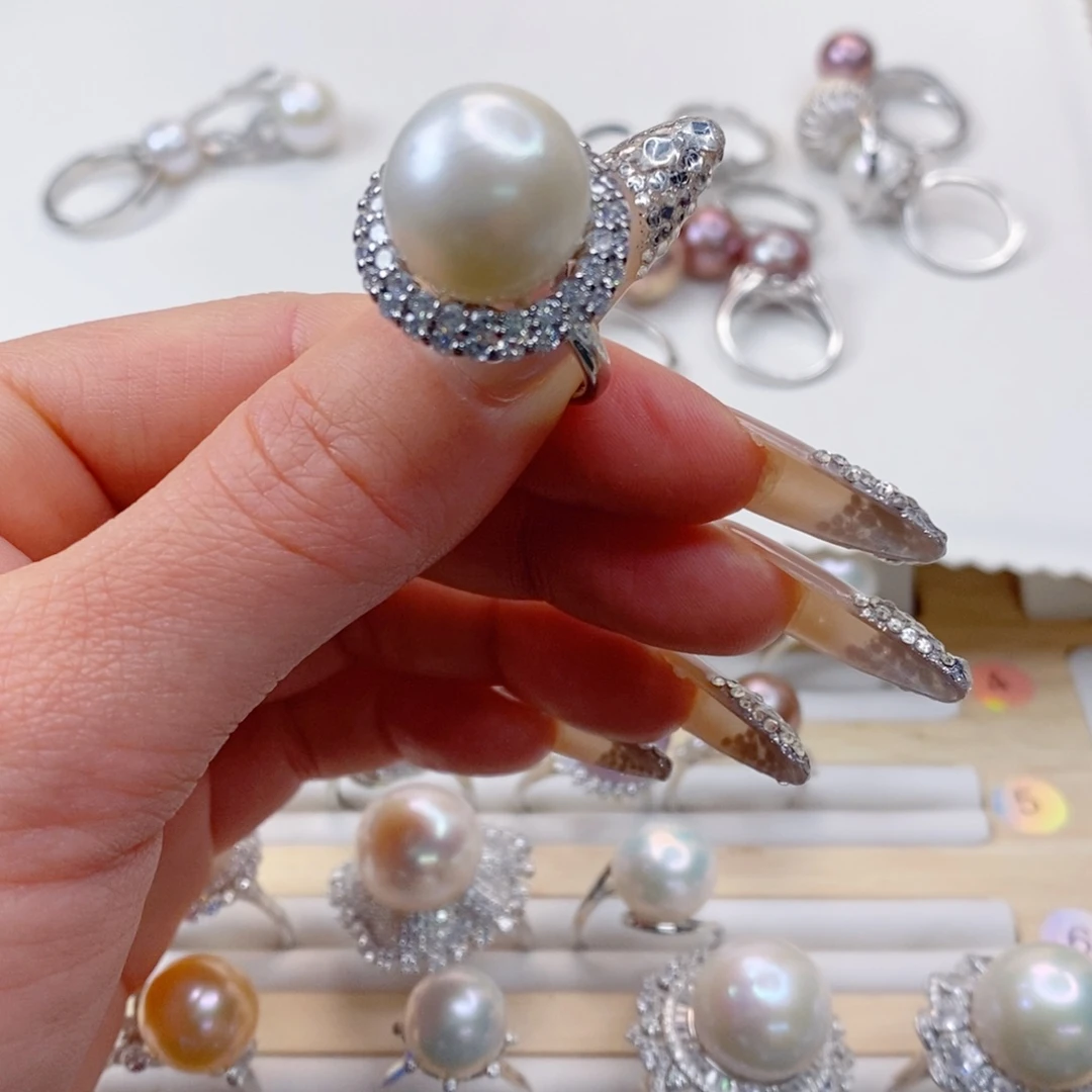 淡水珍珠戒指合金