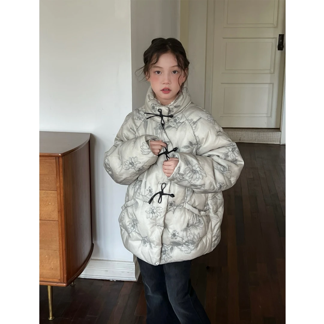 24241W867新款时尚儿童浅灰色羽绒服