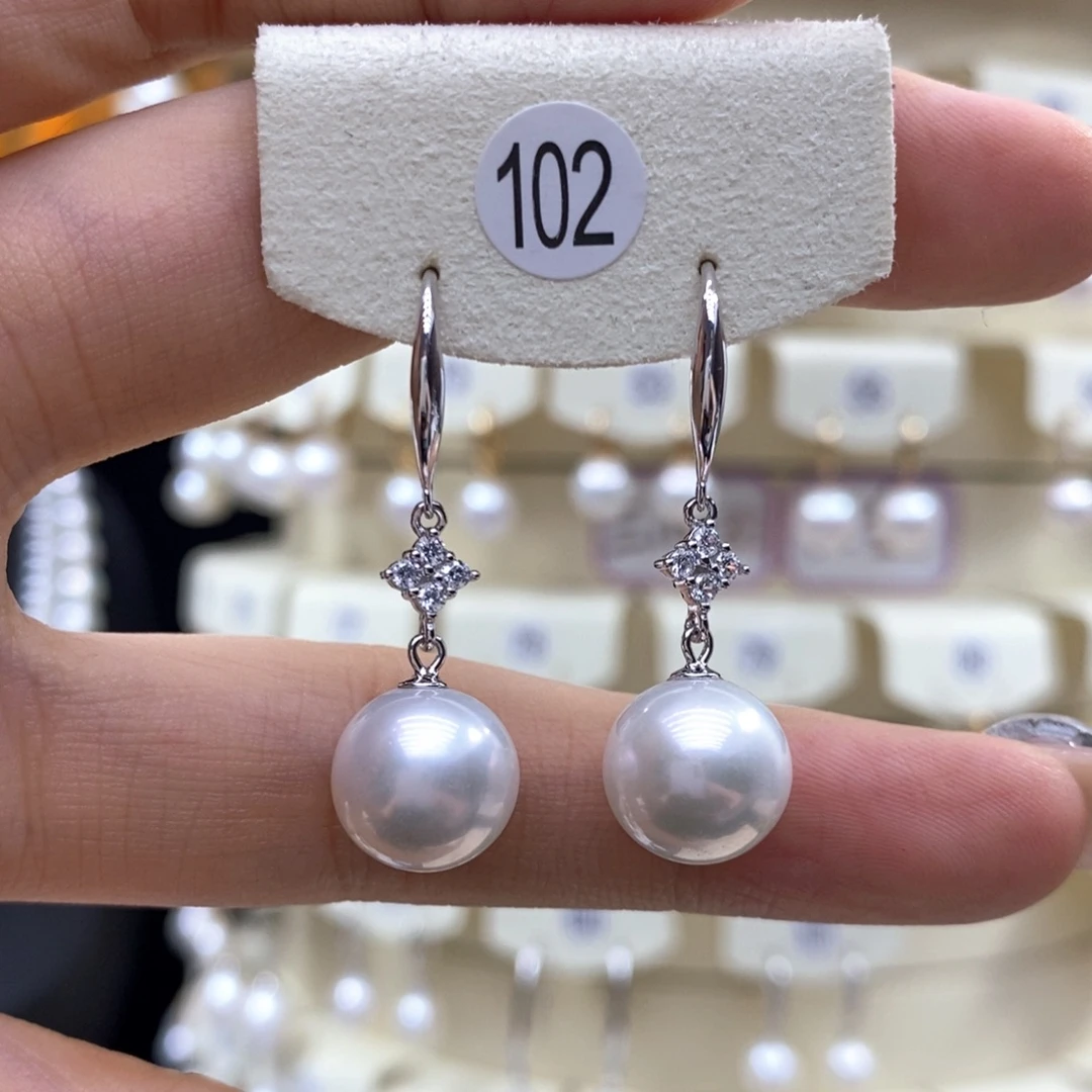 银S925镶嵌淡水珍珠耳饰