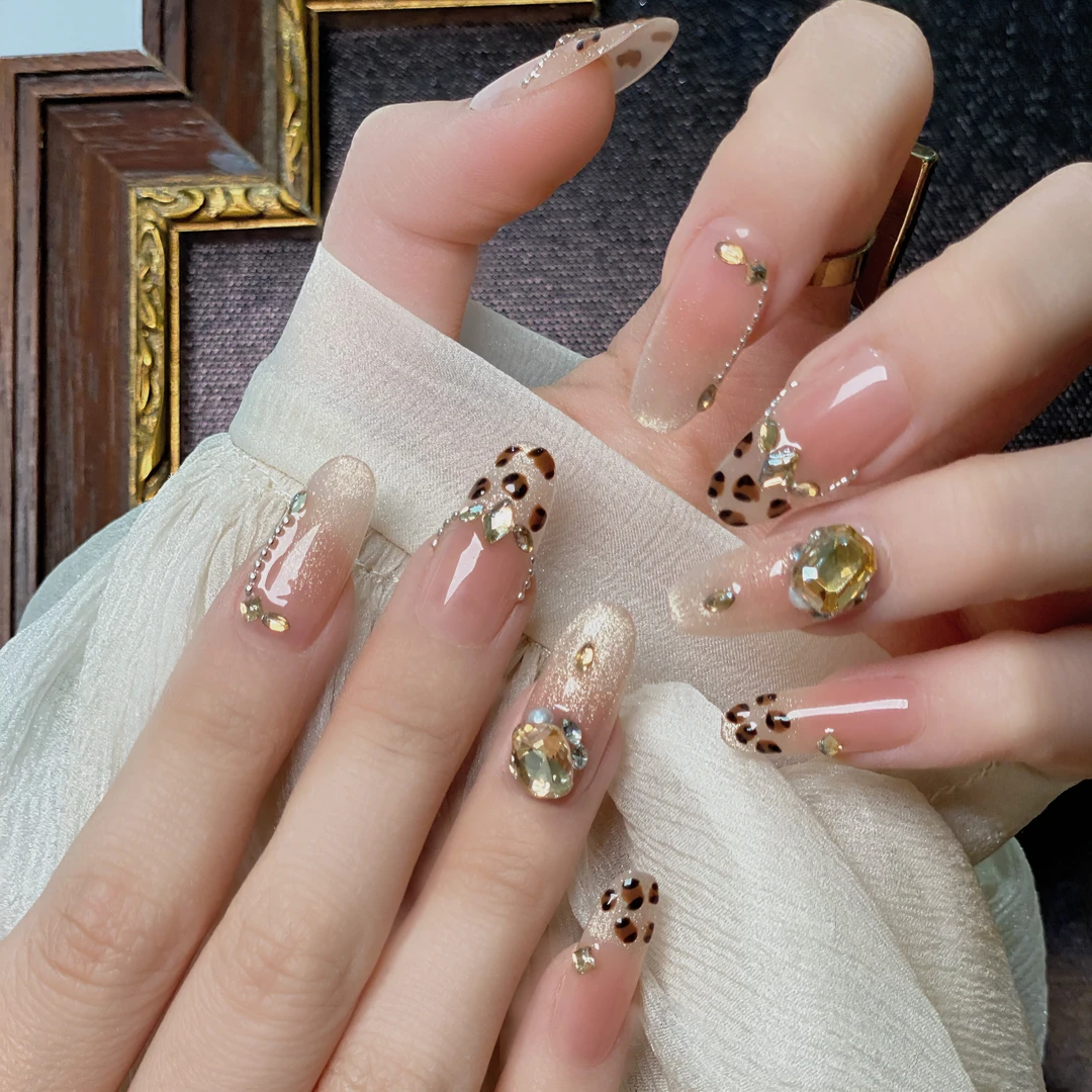 【金钱豹】纯手工穿戴甲美甲穿戴光疗甲冰透渐变流行纯欲四季流行