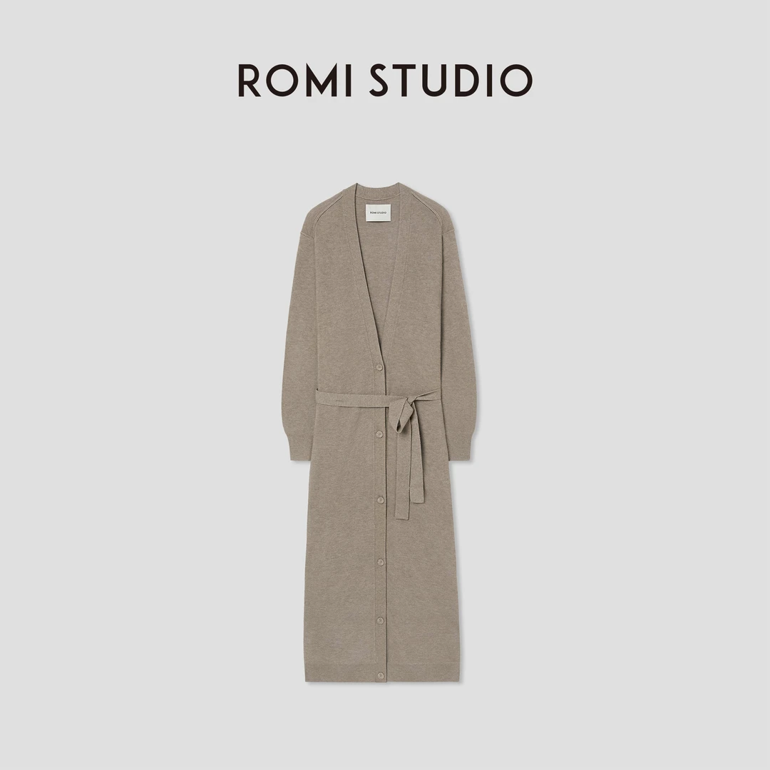 ROMI STUDIO美利奴绵羊毛混纺休闲薄款针织开衫R210K184