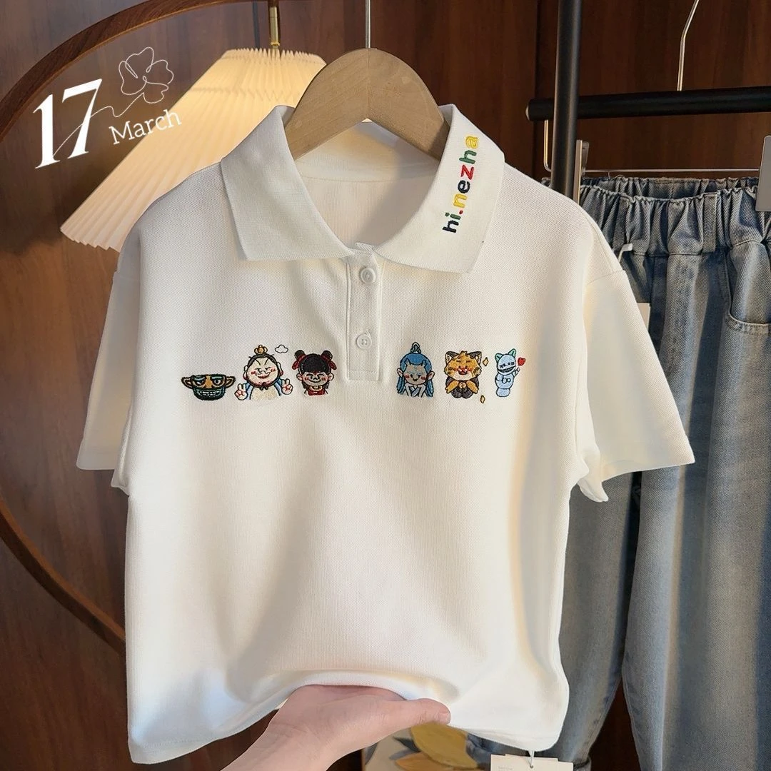 夏季男中大童短袖宽松型POLO衫夏装吸汗上衣