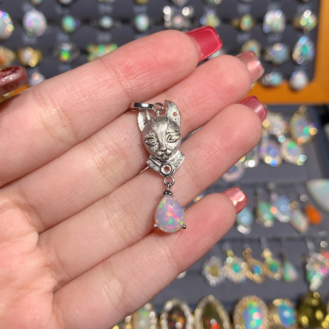 银S925镶嵌欧泊欧泊吊坠y