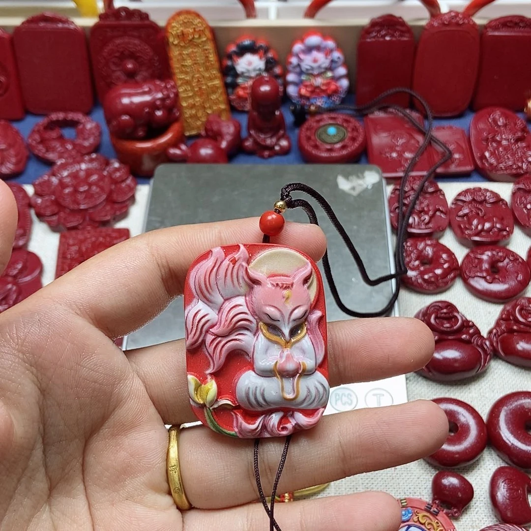 树脂铁合金红砂彩绘吊坠