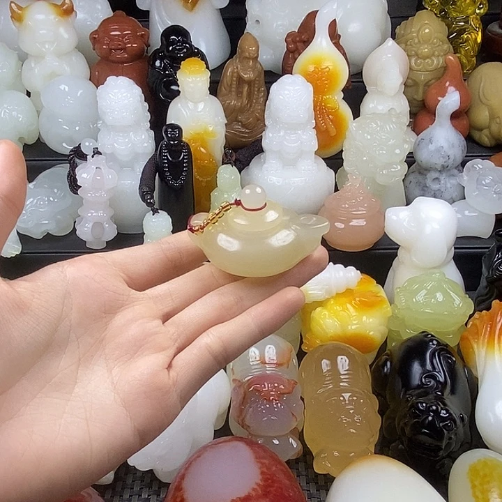 无花朵原石雕刻把件